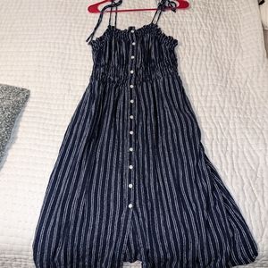 Blue and white striped dress